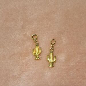 Gold Cactus Charm Earrings